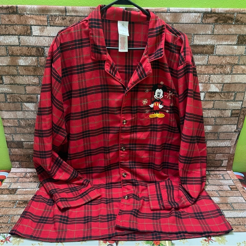 Disney Women’s Buffalo plaid Mickey Mouse pajama Top